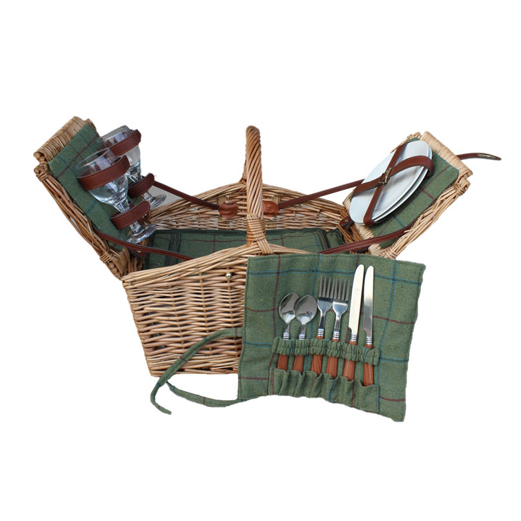 Brambly Cottage 2 Person Butterfly Lidded Fitted Wicker Picnic Basket